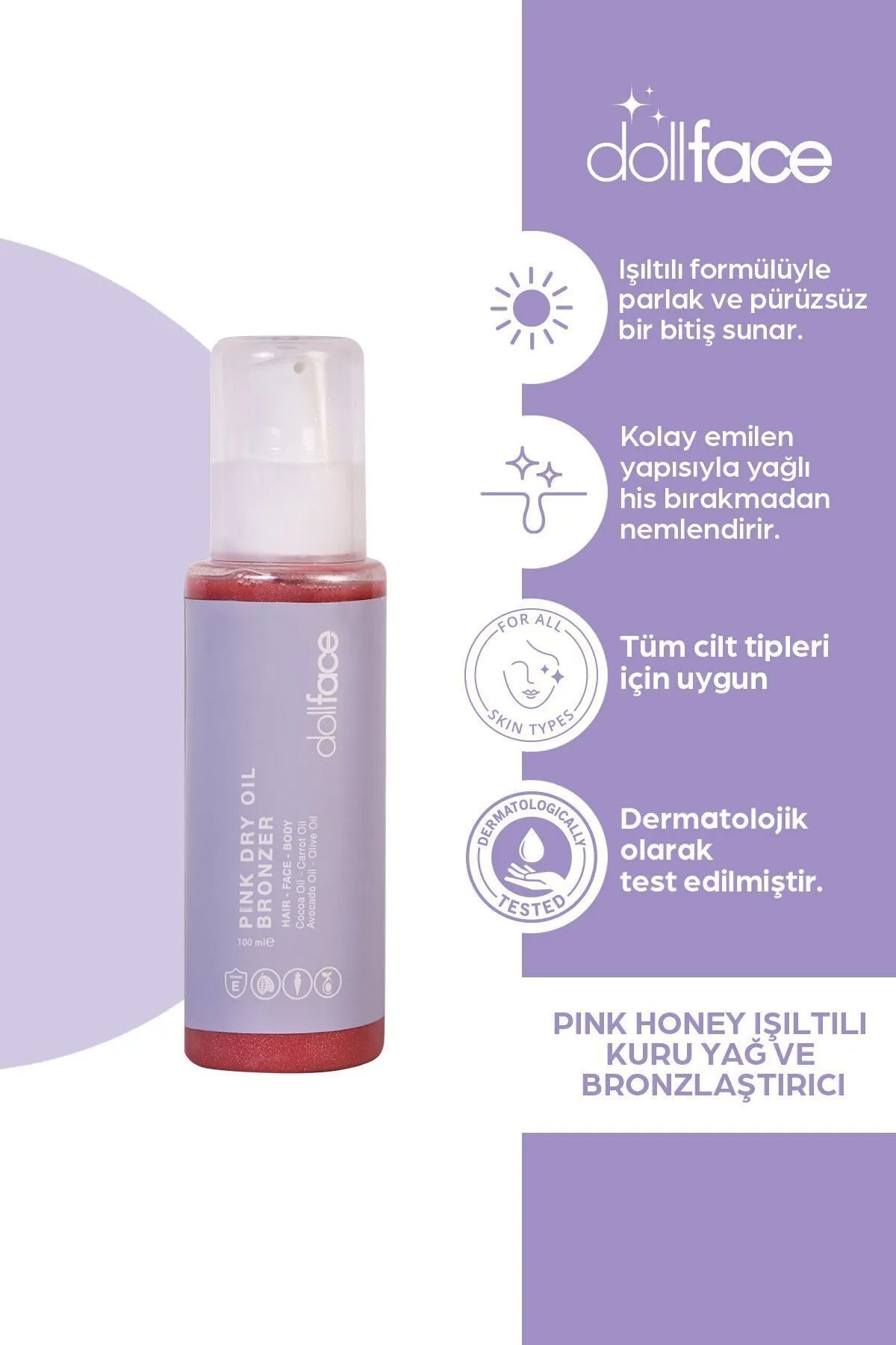 ボディ・フェイスケア DOLL PINK Dollface Pink Honey Trockenöl & Bronzer 100 ml – Zugo Shop